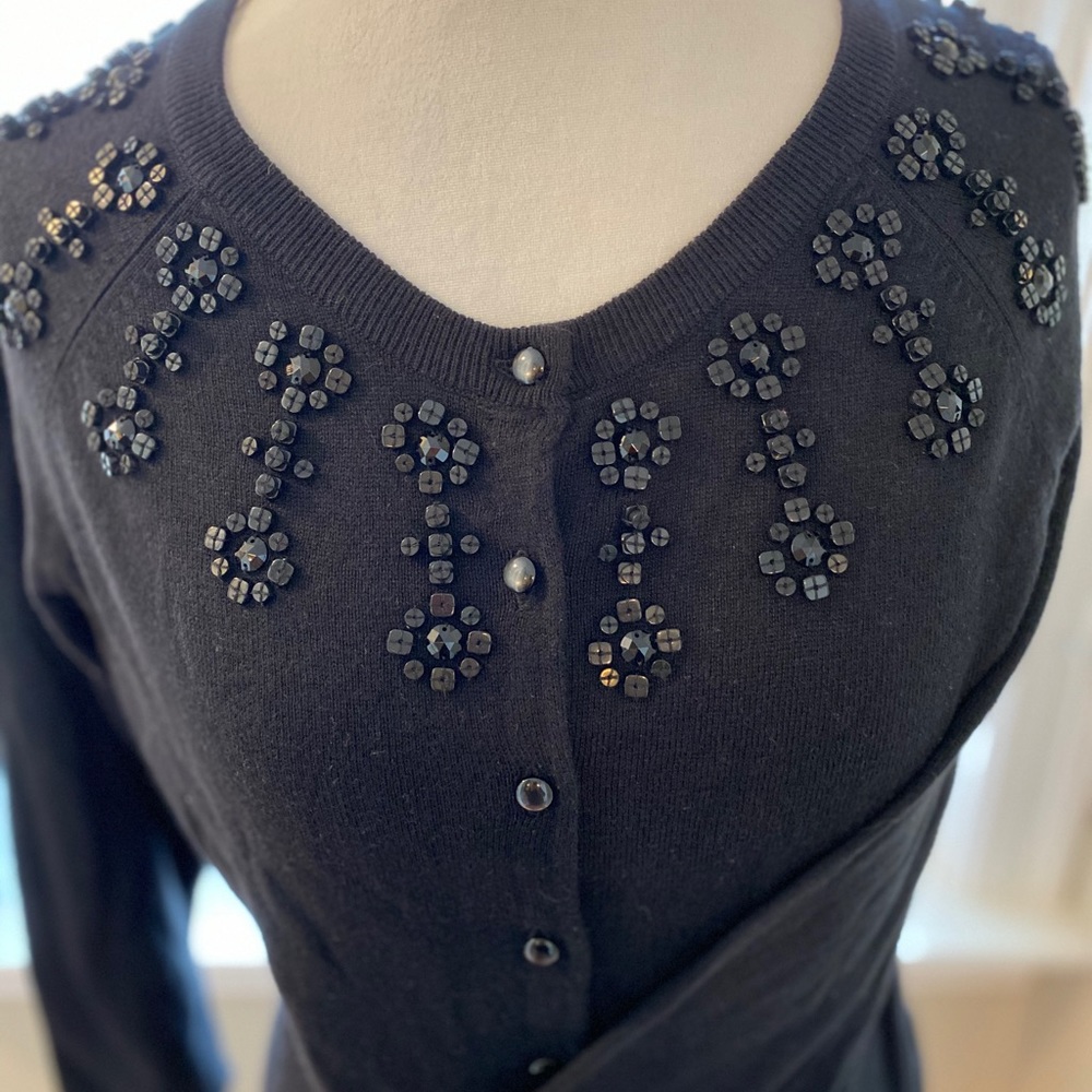 Talbots Black Beaded Cardigan
